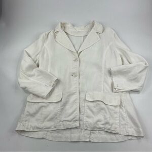 Women's White Linen-Blend Relaxed Blazer Jacket